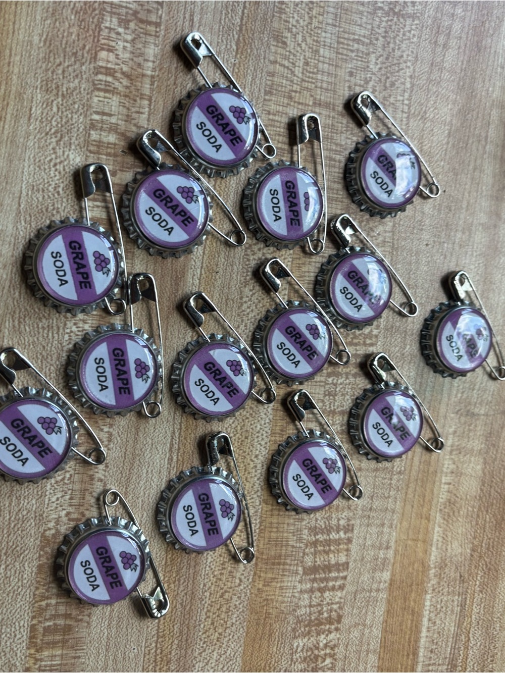 Grape Soda Bottle Cap Pins Badge - Purple